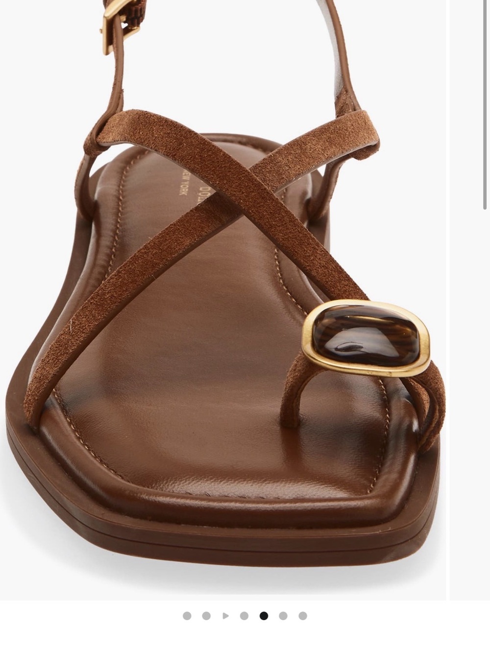 rag & bone Brown Suede Toe-Ring Sandals with Gold Accent